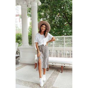 WAYF Women's x BFF Chelsea Side Slit Midi Slip Skirt Cheetah Medium MSRP $50